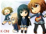  akiyama_mio black_eyes black_hair blonde_hair blue_eyes brown_eyes brown_hair chibi chiri_(atlanta) guitar hirasawa_yui instrument k-on! kotobuki_tsumugi long_hair multiple_girls pantyhose pose school_uniform short_hair tainaka_ritsu 