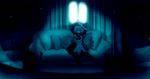  blue couch flandre_scarlet hat highres monochrome sitting solo touhou window yoshioka_yoshiko 