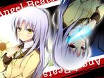  angel_beats! bad_id bad_pixiv_id bison_cangshu blade blazer dual_persona jacket long_hair multiple_girls red_eyes school_uniform silver_hair tenshi_(angel_beats!) weapon yellow_eyes 