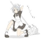  crossdress crossdressing fubuki_shirou inazuma_eleven inazuma_eleven_(series) maid mop trap white_hair 