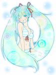  aqua_eyes bikini blush earrings front-tie_top hatsune_miku highres jewelry long_hair navel one_eye_closed setogawatakumi side-tie_bikini smile solo striped swimsuit twintails very_long_hair vocaloid 