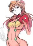  bodysuit brown_hair kasai_shin long_hair multicolored multicolored_bodysuit multicolored_clothes neon_genesis_evangelion orange_bodysuit plugsuit rebuild_of_evangelion red_bodysuit shikinami_asuka_langley sketch solo souryuu_asuka_langley test_plugsuit 