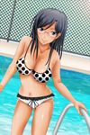  bikini black_hair breasts face glasses kishida-shiki konori_mii large_breasts long_hair pool solo swimsuit to_aru_kagaku_no_railgun to_aru_majutsu_no_index water 