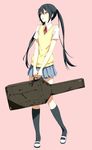  black_hair brown_eyes full_body guitar_case instrument_case k-on! long_hair nakano_azusa school_uniform skirt solo sousou_(sousouworks) standing sweater_vest twintails 