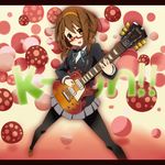  alternate_hairstyle bad_id bad_pixiv_id bespectacled brown_eyes brown_hair glasses guitar hairband hajime_(hajime-ill-1st) hirasawa_yui instrument k-on! letterboxed nodoka_glasses pantyhose red-framed_eyewear school_uniform semi-rimless_eyewear solo twintails under-rim_eyewear 