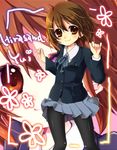  bad_id bad_pixiv_id blush brown_eyes brown_hair hair_ornament hairclip haruno_ichigo hirasawa_yui k-on! pantyhose school_uniform short_hair smile solo zoom_layer 