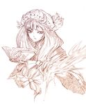  bangs long_hair monochrome patchouli_knowledge shippori solo touhou 