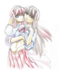  daisa hug multiple_girls selfcest toono_akiha tsukihime type-moon vermillion_akiha yuri 