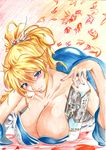  absurdres blonde_hair blush breasts cleavage excellen_browning highres large_breasts s.s solo super_robot_wars 