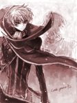  c_(rahit) cape code_geass formal gloves kururugi_suzaku lelouch_lamperouge male_focus multiple_boys sepia tegaki zero_(code_geass) 