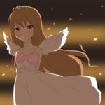  aisaka_taiga bad_id bad_pixiv_id brown_eyes brown_hair dress long_hair mito_tsubaki smile solo tiara toradora! wings 