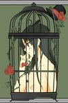  akiyama_mio bad_id bad_pixiv_id black_eyes black_hair breasts cage don't_say_&quot;lazy&quot; flower hat heart highres k-on! large_breasts long_hair mini_hat mini_top_hat nanao_(mahaya) nipples nude rose solo thorns top_hat upper_body 