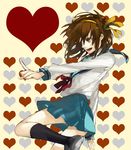  akio_(89e) brown_hair hairband heart kita_high_school_uniform orange_hairband school_uniform serafuku short_hair solo suzumiya_haruhi suzumiya_haruhi_no_yuuutsu 