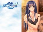  after after_sweet_kiss artist_name bangs bare_shoulders bed black_bra blue_eyes blue_hair bra breast_squeeze breasts chihaya_miyuki cleavage copyright_name crossed_arms dated english floral_print hair_censor hair_intakes hair_over_breasts lace lace-trimmed_bra large_breasts lights lingerie long_hair looking_at_viewer navel official_art painting_(object) parted_lips pillow self_hug sidelocks solo strap_slip tanaka_takayuki underwear underwear_only upper_body very_long_hair wallpaper wide_hips 