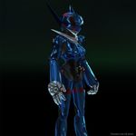  1girl 3d armor black_background bubblegum_crisis female fortuna_lima helmet priscilla_asagiri simple_background solo standing 