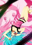  apple aqua_eyes aqua_hair aqua_nails barefoot camisole food fruit hands hatsune_miku long_hair lying mochizuki_mina nail_polish panties polka_dot romeo_to_cinderella_(vocaloid) solo toenail_polish underwear upside-down vocaloid zoom_layer 