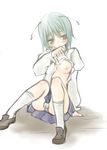  antennae blush breasts green_eyes green_hair mochya panties shirt_lift short_hair small_breasts solo touhou underwear upskirt wriggle_nightbug 