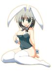  aizawa_sakuya animal_ears breasts bunny_ears bunnysuit hayate_no_gotoku! highres kugui_kiyunemu medium_breasts nipples solo thighhighs 