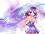  breasts dress fairy_tale fairy_wings jewelry long_hair necklace purple_dress purple_hair wings 
