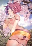  2dcg areola areolae ass black_panties breasts finger_to_mouth fishnets headband mitarashi_anko naruto ninja panties pantyshot short_hair underwear upskirt 