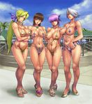  abs ayane_(doa) bad_id bad_leg bad_pixiv_id bikini blonde_hair blue_eyes bow breast_hold breasts brown_eyes brown_hair christie_(doa) cleavage crossed_arms curvy day dead_or_alive dead_or_alive_xtreme hair_bow hands helena_douglas high_heels ibanen large_breasts legs lei_fang lineup long_hair micro_bikini multiple_girls navel one_eye_closed open_mouth ponytail purple_hair red_eyes shoes silver_hair standing swimsuit thighs toes venus_bikini 