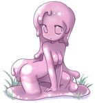  artist_request breasts copyright_request goo_girl grass lowres medium_breasts melting monster_girl nude pink slime solo 