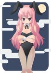 animal_ears blush breasts bunny_ears bunny_girl bunnysuit chrome cleavage crossed_arms fishnet_pantyhose fishnets long_hair louise_francoise_le_blanc_de_la_valliere pantyhose pink_eyes pink_hair purple_eyes small_breasts solo thigh_gap zero_no_tsukaima 