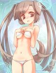  bad_id bad_pixiv_id breasts brown_eyes brown_hair lowleg lowleg_panties mofmof_(sousa) original panties small_breasts solo twintails underboob underwear 