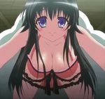  black_hair breasts hanging_breasts kanokon large_breasts lingerie long_hair minamoto_chizuru nightgown screencap solo stitched third-party_edit underwear 