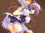  animal_ears ass bent_over breasts cat_cafe cat_ears dress maid open_mouth parfait purple_hair thighhighs tomose_shunsaku upskirt waitress 