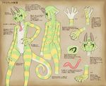  chameleon copyright_request flat_chest furry green_skin horns jon_henry_nam lizard monster_girl nude scales striped tongue translation_request 