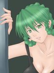  artist_request blush breasts cleavage collarbone green_eyes green_hair head_tilt large_breasts looking_at_viewer mina_likering short_hair sleeveless solo super_robot_wars super_robot_wars_f tank_top upper_body 