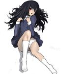  black_hair galugama kannagi panties pantyshot red_eyes socks solo underwear white_panties zange 