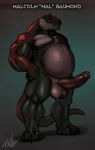  2019 animal_genitalia animal_penis anthro bad_dragon balls belly biceps big_balls big_belly big_penis bleats digital_media_(artwork) dinosaur erection grey_skin grey_tail grin looking_at_viewer malcolm_gaumond male mature_male model_sheet multicolored_skin muscular nude overweight pecs penis red_skin red_tail reptile scalie simple_background smile solo teeth text theropod two_tone_tail tyrannosaurid tyrannosaurus tyrannosaurus_rex vein veiny_penis yellow_eyes 