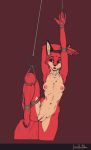  anthro bdsm bondage bound breasts canid canine female fox mammal nipples nude one_leg_raised pixelsketcher pussy rope solo standing thick_thighs 