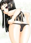  ar_tonelico ar_tonelico_ii ass black_hair blush inumori_sayaka jakuri long_hair purple_eyes solo swimsuit topless 