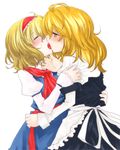  alice_margatroid bad_id bad_pixiv_id blonde_hair blush closed_eyes dress french_kiss hairband hug kirisame_marisa kiss multiple_girls myama ribbon tears touhou undressing yellow_eyes yuri 