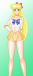  aino_minako bishoujo_senshi_sailor_moon blonde_hair blue_eyes blush bow gloves hecate_(sleipnir) long_hair sailor_venus school_uniform see-through seifuku tiara 