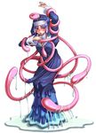  bad_id bad_pixiv_id cross kenkou_cross monster_girl monster_girl_encyclopedia nun official_art original purple_eyes purple_hair roper roper_(monster_girl_encyclopedia) simple_background tentacles white_background 