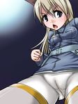  cameltoe crotch eila_ilmatar_juutilainen pantyhose solo strike_witches taku-tama white_hair white_legwear world_witches_series 