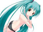  amino_kohaku aqua_eyes aqua_hair arm_grab ass back bangs black_panties blush breasts butt_crack crossed_arms dutch_angle embarrassed flat_chest hair_ornament hatsune_miku lace lace-trimmed_panties long_hair looking_at_viewer medium_breasts panties profile sideboob solo standing surprised topless transparent_background twintails underwear underwear_only very_long_hair vocaloid wallpaper widescreen 