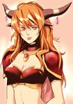  alexstrasza bad_id bad_pixiv_id breasts cape cleavage horns jewelry knoma medium_breasts necklace orange_eyes orange_hair solo warcraft world_of_warcraft 