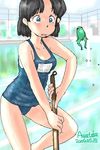  awatake_takahiro black_hair blue_eyes blush frog pool short_hair 