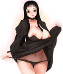  black_eyes black_hair black_panties breasts copyright_request large_breasts long_hair nipple_slip nipples panties scharfschutze skirt skirt_lift solo tongue underwear upskirt 