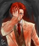  baccano! blood blood_splatter blood_stain brown_hair claire_stanfield formal male_focus necktie riyan solo suit 