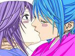  blush kiss kurono_kurumu multiple_girls rosario+vampire shirayuki_mizore tears yuri 