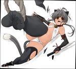  aka_ume animal_ears black_legwear cat_ears cat_tail elbow_gloves feet flat_chest gloves legs original rope snare solo tail thighhighs 