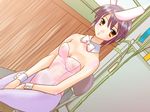  animal_ears blush breasts brown_eyes bunny_ears bunnysuit dutch_angle medium_breasts nagato_yuki nipples pantyhose see-through sentape short_hair silver_hair sitting solo suzumiya_haruhi_no_yuuutsu wrist_cuffs 