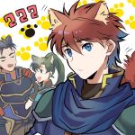  animal_ears armor blue_eyes blue_hair blush cape cat_ears cat_girl earrings eliwood_(fire_emblem) eyes_closed fingerless_gloves fire_emblem fire_emblem:_rekka_no_ken fire_emblem_heroes gloves green_eyes green_hair hamomo_fe hector_(fire_emblem) high_ponytail jewelry long_hair looking_at_viewer lyndis_(fire_emblem) nintendo pelvic_curtain ponytail red_hair short_hair simple_background smile 