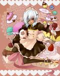  ball candy desert dessert dress eyepatch food inazuma_eleven inazuma_eleven_(series) maid maid_outfit sakuma_jirou soccer_ball sweet thigh-highs thighhighs trap 